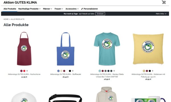Produkte mit dem Aktion GUTES KLIMA Logo im Spreadshop