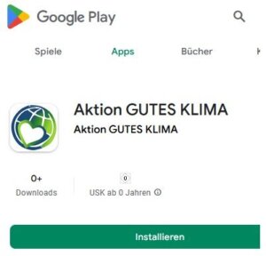 App Aktion GUTES KLIMA im Google Play Store